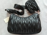 Torebka mała czarna damska,na ramię, portfelik miejska, pojemna,pasek