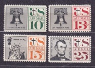 USA** Symbole Ameryki: dzwon i statua wolności, prezydent Lincoln Mi 764-82