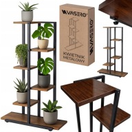 KWIETNIK STOJĄCY METALOWY LOFT CZARNY WIELOPOZIOMOWY STOJAK NA KWIATY