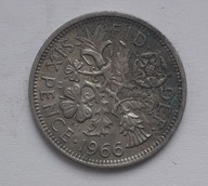 Wielka Brytania 6 pensów 1966 królowa Elżbieta II POLECAM