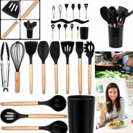 Zestaw Przyborów Kuchennych Silikonowych 12 el. Łopatki Szczypce, Chochelka