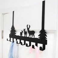 Wieszak z haczykami 8szt do drzwi do przedpokoju Metalowy Czarny Jeleni
