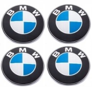 BMW EMBLEMATY NAKLEJKI ZNACZKI LOGO NA KOLPAKI ALUFELGI 55 mm 4szt.