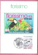 Francja 1993, st. Dijon, FLORISSIMO, Wystawa Kwiatów, ptaki tukan, JEDWAB