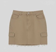 Denim Co khaki trapezowa mini spódniczka XL 42 denim khaki, A line – trend