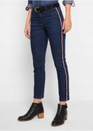 jeansy z lampasem, ciemny granat, pas 94-102 cm., nowe