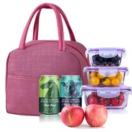TORBA TERMICZNA LUNCH BOX IZOLACYJNA PIKNIK PLAŻA 5L RÓŻOWA 2 KOMORY XL