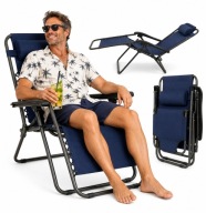 LEŻAK OGRODOWY PLAŻOWY FOTEL SKŁADANY ZERO GRAVITY TURYSTYCZNY KRZESŁO 2w1