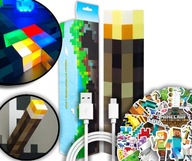 MINECRAFT LAMPKA POCHODNIA TORCH LIGHT NOCNA USB WIELOKOLOROWA