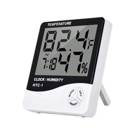 Termometr Higrometr z Zegarem Datą i Alarmem - Termohigrometr Czujnik Zegar