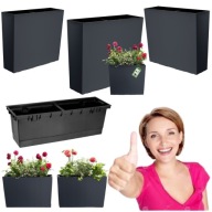 DONICZKA DONIC ANTRACYTNA TARAS 58x18x50CM DUŻA OGRODOWA KWIETNIK Z WKŁADEM