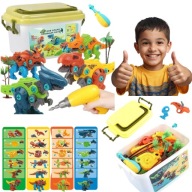 ZESTAW KLOCKI KONSTRUKCYJNE DINOZAURY WKRĘTARKA ŚRUBOKRĘT ZABAWKA PREZENT