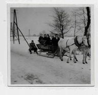 Łączany koło Zator Kulig Sanie 1943r FOTOGRAFIA mała X414