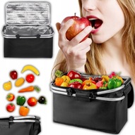 KOSZYK PIKNIKOWY SKŁADANY TERMICZNY NA ZAKUPY NA PIKNIK PLAŻĘ ZAMYKANY