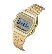 ZEGAREK ELEKTRONICZNY LCD ZŁOTY, STYL RETRO