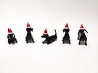 FIGURKA PIES JAMNIK 3D W CZAPCE MIKOŁAJA ZESTAW 5 SZT