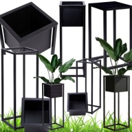 KWIETNIK STOJĄCY METALOWY LOFTINSPIRED CONCOVE 60 CM CZARNY MAT