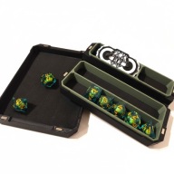 Zestaw 7 Kości Kostek RPG/DND + Pudełko i tacka na kości + Licznik Życia/HP