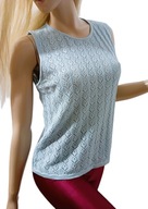 błękitna szydełkowa dzianinowa bluzka ażurowa vintage RETRO XL/XXL