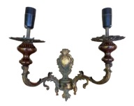 Kinkiet mosiężny podwójny 31 cm - lampa ścienna Art deco retro design