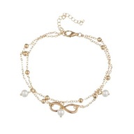 Złota bransoletka na kostkę Infinity dwuwarstwowa