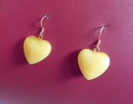 Jadeit żółty, kamień radości - kolczyki serduszka