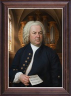 Obraz Jan Sebastian Bach portret w drewnianej ramie ze szkłem