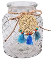 Szklany lampion wazonik boho z makramą Home&You