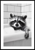 A2 CZARNO-BIAŁY PLAKAT DO ŁAZIENKI TOALETY ZABAWNY SZOP W WANNIE UROCZY