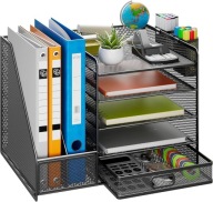 ORGANIZER NA BIURKO Z UCHWYTEM NA DOKUMENTY I DŁUGOPISY 5 POZIOMÓW BIAŁY