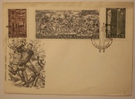 GRUNWALD 1410 - 1960 - WARSZAWA, 1960, KOPERTA + 3 ORYGINALNE ZNACZKI