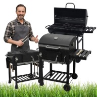 GRILL OGRODOWY WĘGLOWY DUŻY ŻELIWNY RUSZT XXL SMART 78x42.5CM CZARNY