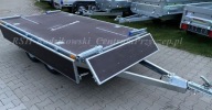 PRZYCZEPKA PLATFORMA Z KOŁAMI POD podłogą Tandem 263X150CM DMC750kg