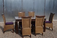Komplet obiadowy kolonialny stół + 6 krzeseł