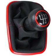 GAŁKA DŹWIGNIA ZMIANY BIEGÓW + MIESZEK RAMKA CZERWONA VW Golf IV Bora 5B.