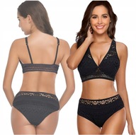 KOMPLET STRÓJ KĄPIELOWY DWUCZĘŚCIOWY BOHO AŻUROWE WYSZCZUPLAJĄCE PUSH UP XL