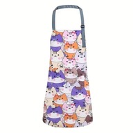 Fartuch kuchenny fartuszek koty uroczy kolorowy anime kieszenie wzór fiolet