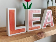 LEA - napis, IMIE 3D, litery z żywicą perłową, prezent, dekoracja