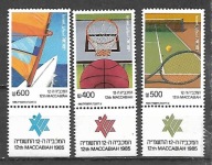 IZRAEL - Machabia`85 - windsurfing - tenis kosz. 1985 ** Mi 1004-6 (1792)