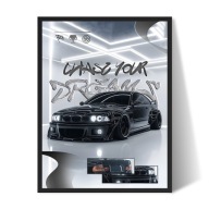 Plakat BMW E36 w ramce 30x40 cm obraz auta do pokoju