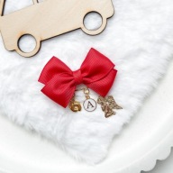 Kokardka Broszka z Literką i Aniołem Stróżem Do Wózka Na Prezent Narodziny