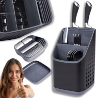 SUSZARKA POJEMNIK OCIEKACZ NA SZTUĆCE NOŻE CZARNY DUŻY PODSTAWKA OSACZARKA