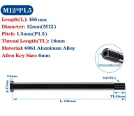 Oś sztywna Thru Axle 166mm M12x1,5, tylna oś.