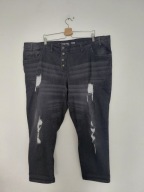 Czarne elastyczne jeansy boyfriendy z przetarciami wysoki stan 54