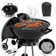 GRILL WĘGLOWY OGRODOWY OKRĄGŁY 41CM POKRYWA Z POKROWCEM TERMOMETR POPIELNIK