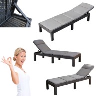LEŻAK OGRODOWY PLAŻOWY SKŁADANY PODUSZKA BASENOWY DUŻY SZARY PREMIUM