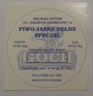STARA ETYKIETA SAMOPRZYLEPNA NA KEG PIWO JASNE SPECJAL BROWAR GOCH BYTÓW