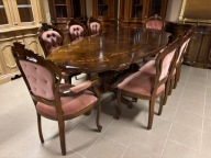 PIĘKNY zestaw STYLOWY WŁOSKI DUŻY STÓŁ 240cm 10 osób 8 KRZESEŁ meble Italy