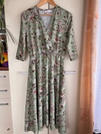 38 M Cocomore sukienka zielona kwiatki motylki midi