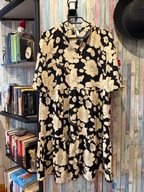 Bonprix sukienka czarna w kwiatki rozkloszowana 40